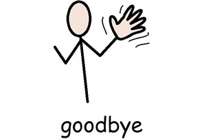 Clipart of a stick person waving goodbye